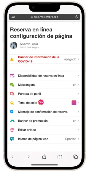 Configuración de la página de reservas online 2
