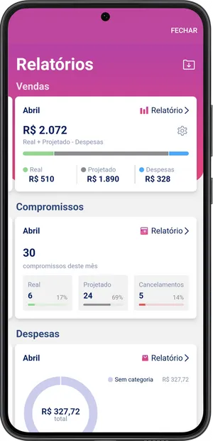Ecrã principal de relatórios 1