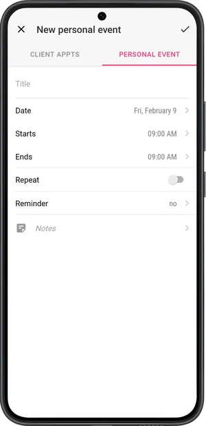 Create personal event or break 2