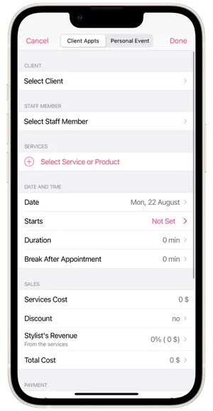 Create New Appointment 2