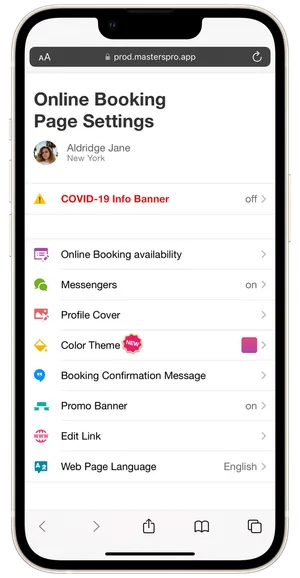 Online Booking Page Settings 2