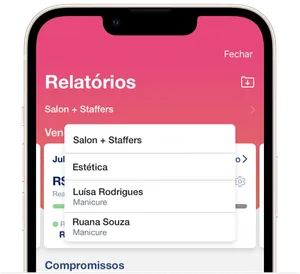 Página principal de relatórios no salão 3