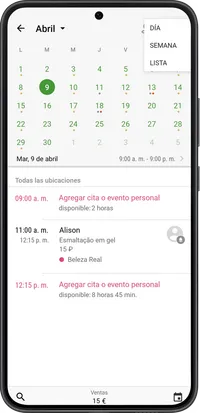 Vista del horario 1