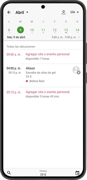 Vista del horario 4