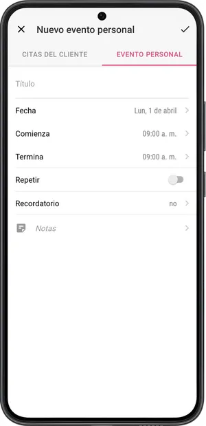 Crear evento personal o descanso 2
