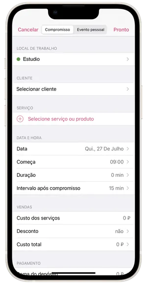 Adicionar um novo compromisso 2