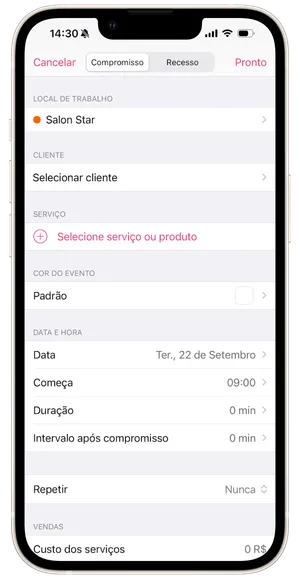 Adicionar um novo compromisso 2