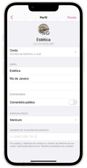 Configurações do perfil do salão 1