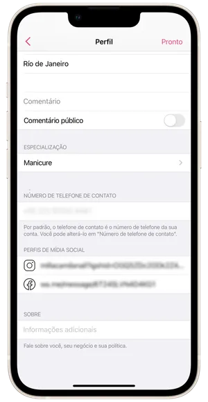 Configurações do perfil do salão 2
